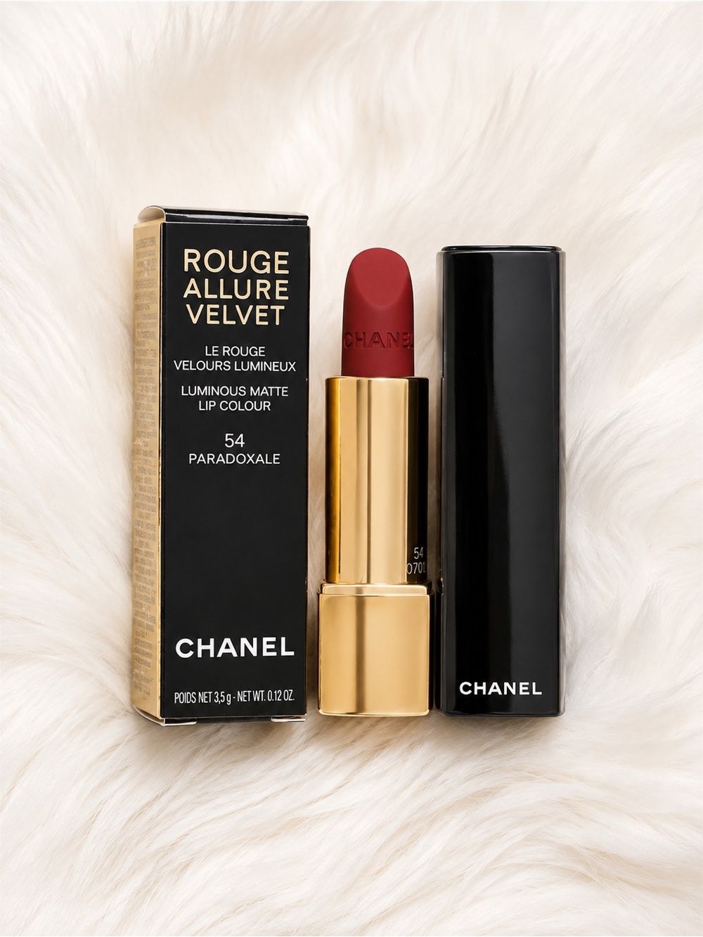 CHANEL Rouge Allure Velvet Lipstick 54 Paradoxale - Rich Crimson